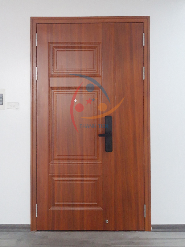 Cửa thép vân gỗ cánh lệch